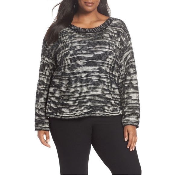 Eileen Fisher Organic Cotton Plus Bateau Top Black Plus 14W 1X Black Color - Picture 12 of 12